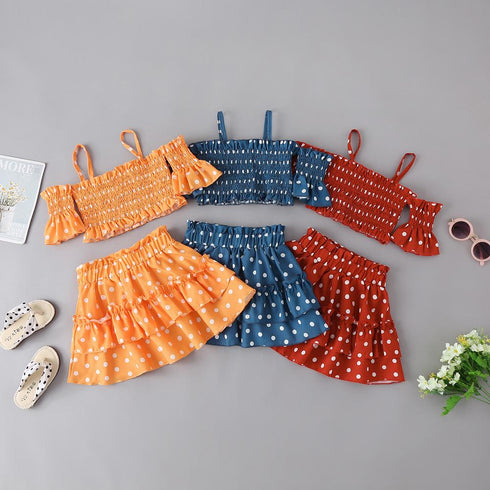Summer Polka Dot Print Skirt Set